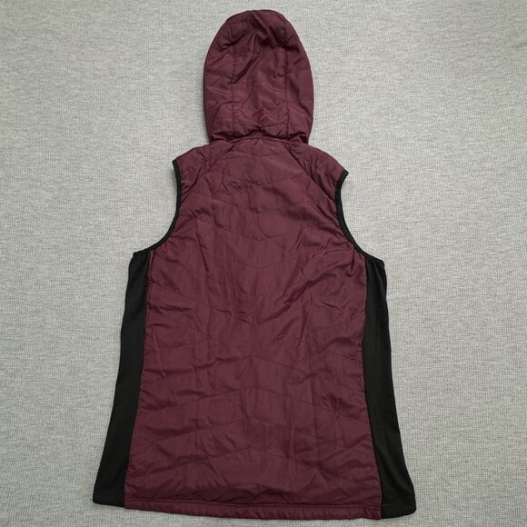 Lilac Bloom Womens Size L Burgundy Quilted Hooded Puffer Vest Full Zip Pockets - Picture 6 of 16